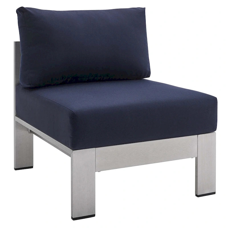 Ensemble de canapé d'angle 7 pièces en aluminium pour patio extérieur, tissu Sunbrella Shore