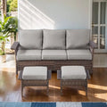 Ensemble canapé et pouf de jardin 3 pièces – Marron
