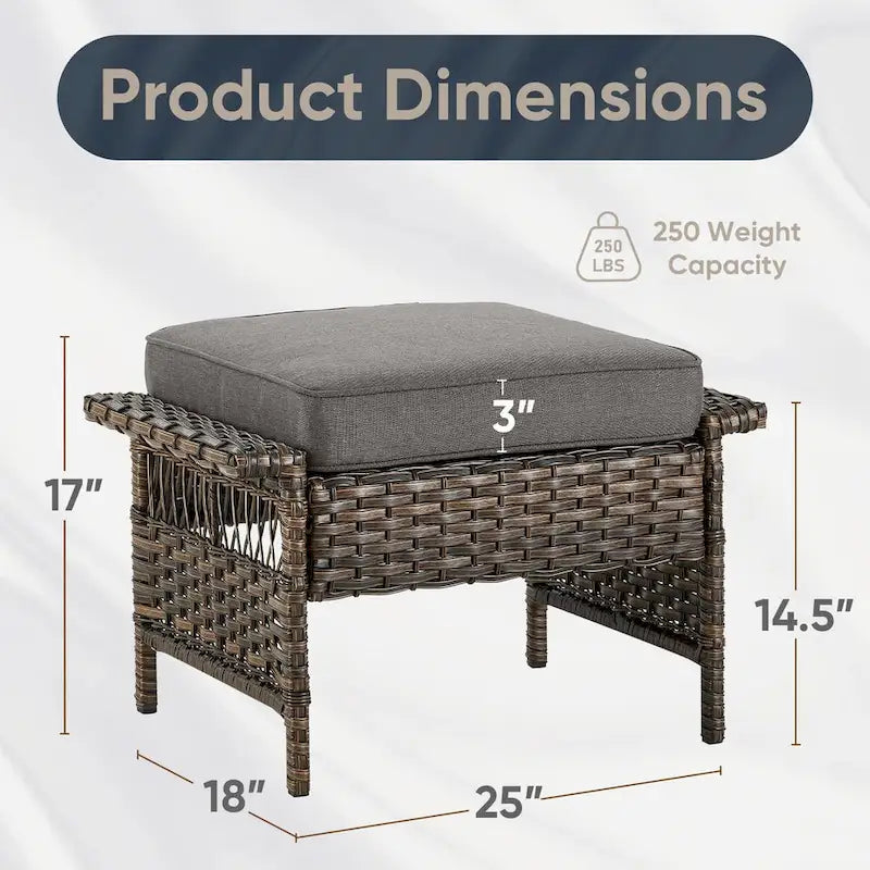 Ensemble canapé et pouf de jardin 3 pièces – Marron