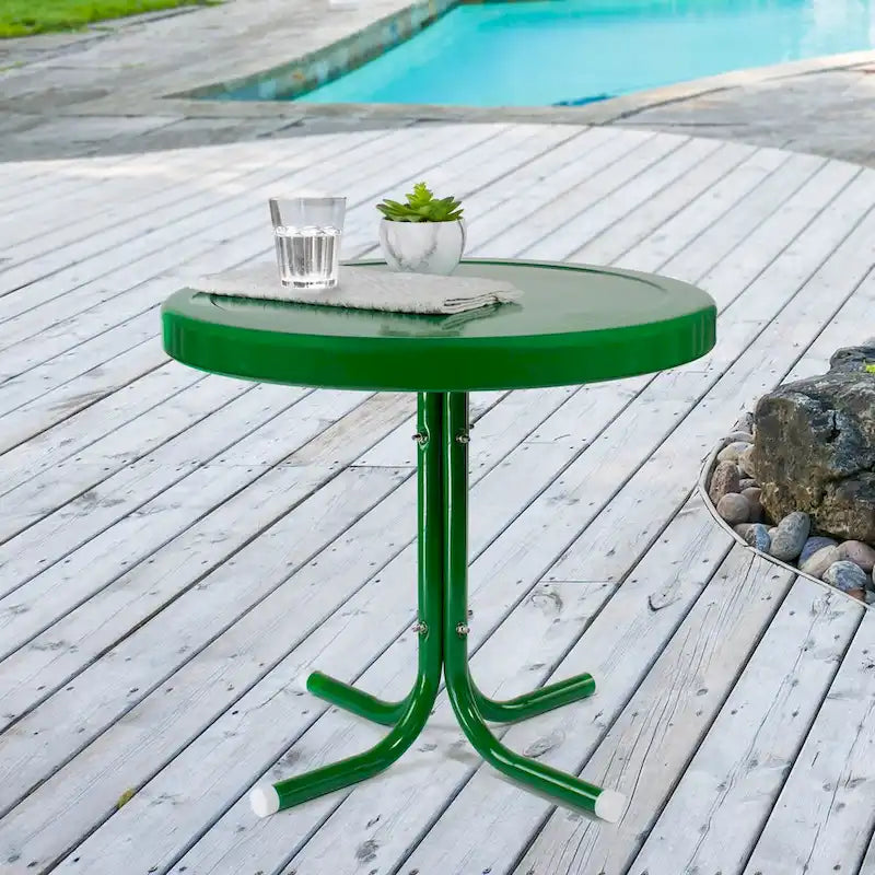 Table d'appoint d'extérieur ronde en métal style rétro Tulipe, vert, 22