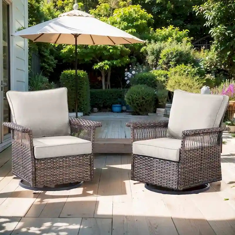 Outdoor Wicker Furniture Chairs Set - Brown