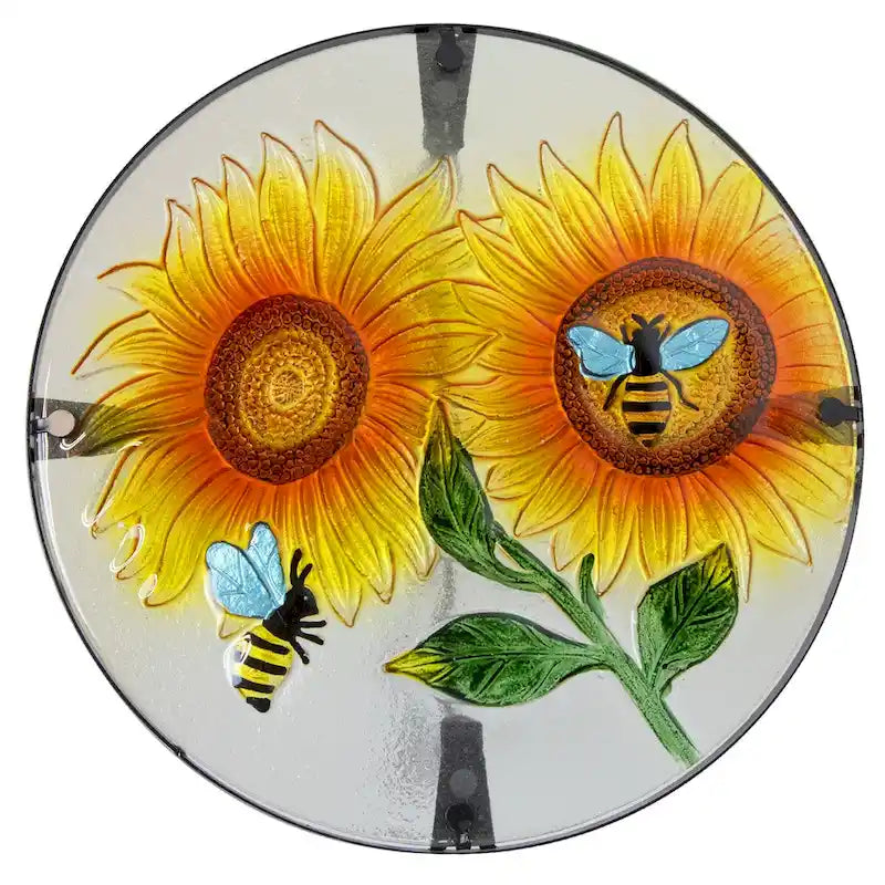 Table d'appoint de patio en verre, tournesol et bourdon, 19 po