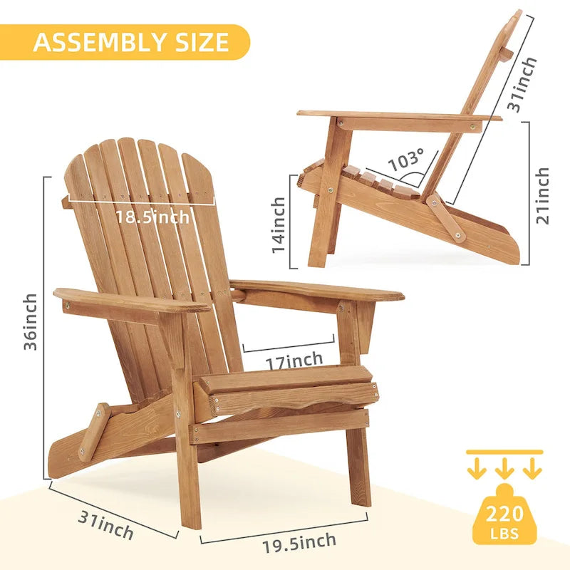 Ensemble de chaises Adirondack pliantes en bois