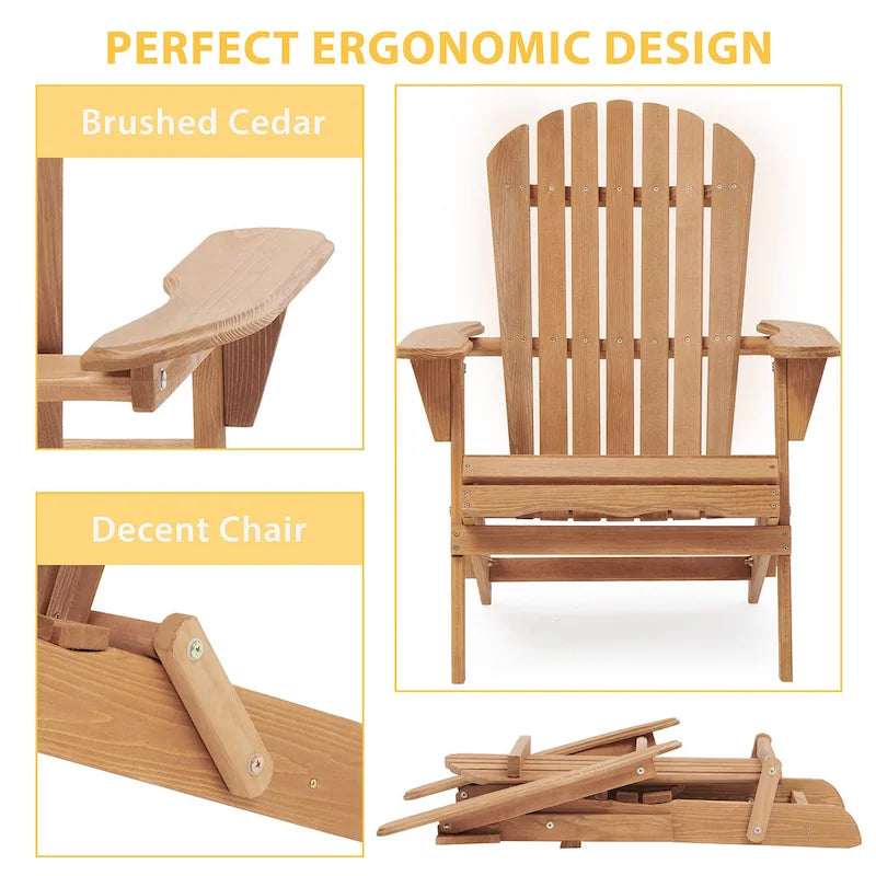 Ensemble de chaises Adirondack pliantes en bois