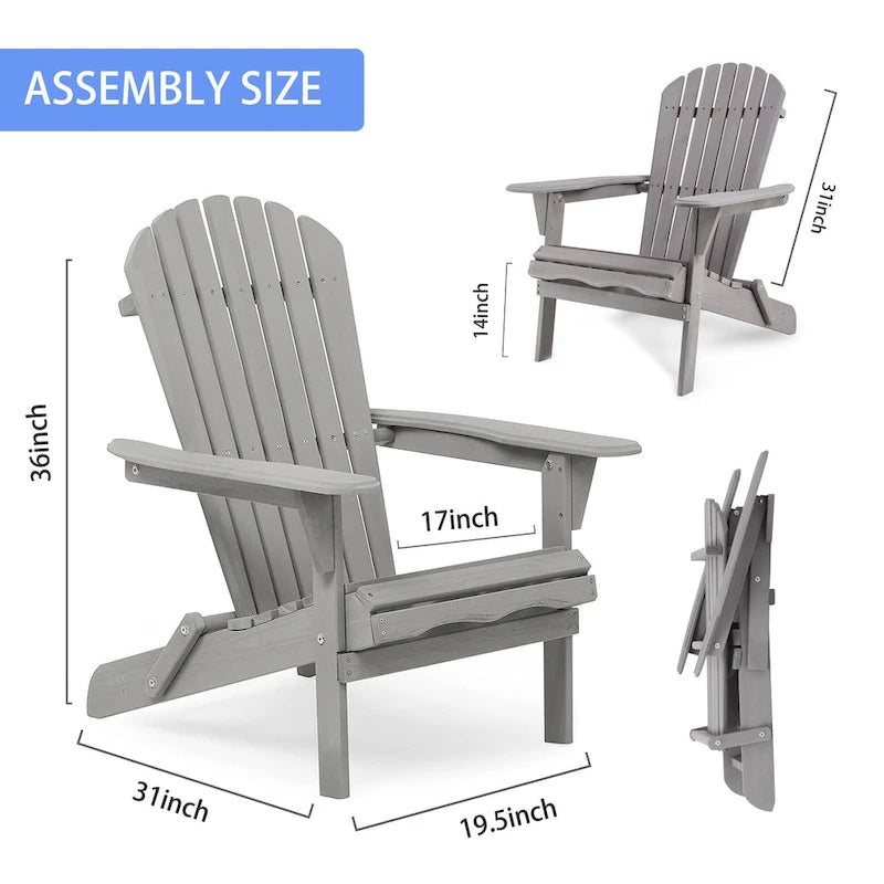 Ensemble de chaises Adirondack pliantes en bois