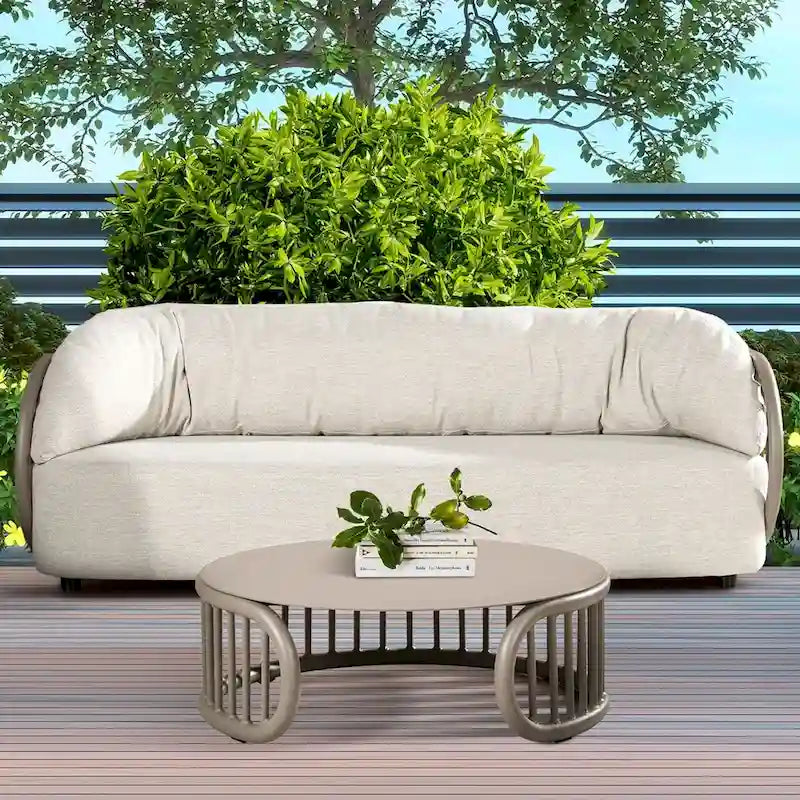 Table basse ronde de patio en aluminium Harper 34.5