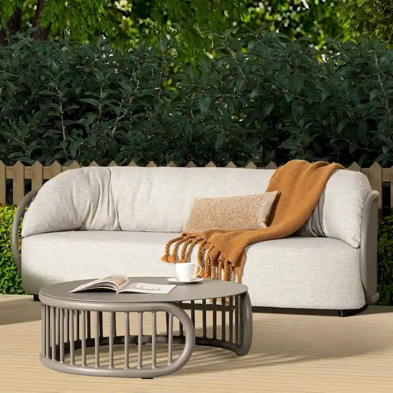 Table basse ronde de patio en aluminium Harper 34.5
