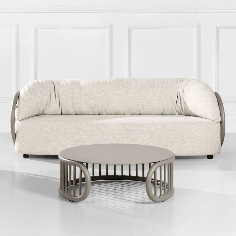 Table basse ronde de patio en aluminium Harper 34.5