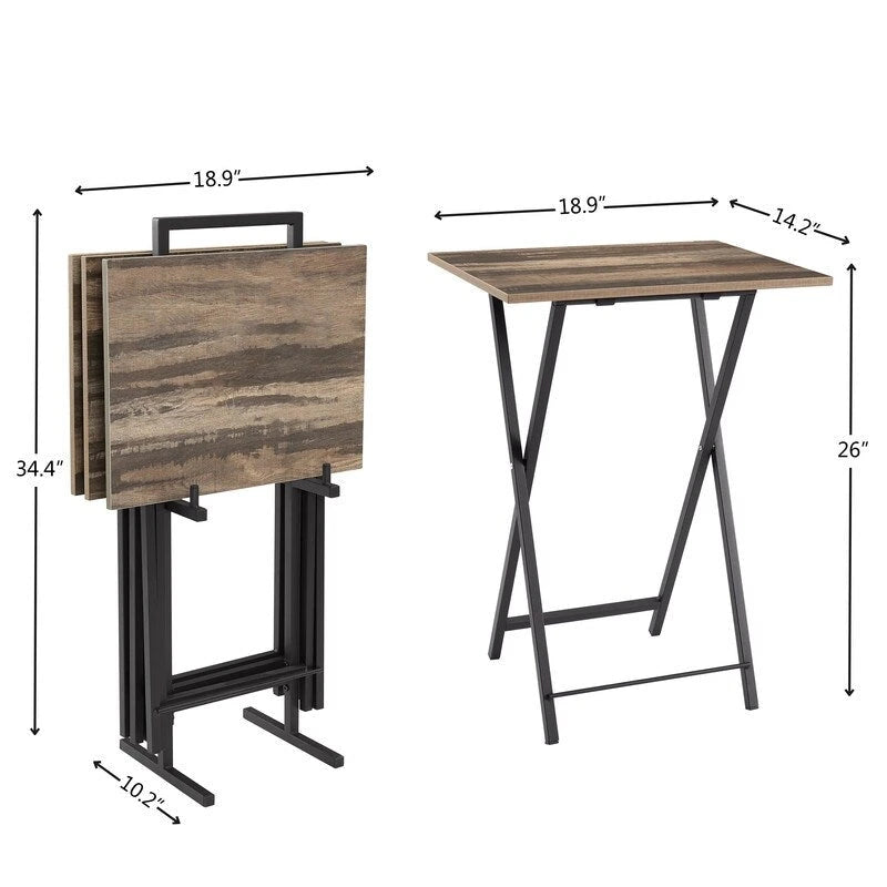 Ensemble de 4 tables pliantes d'appoint/plateaux TV avec support pour petits espaces