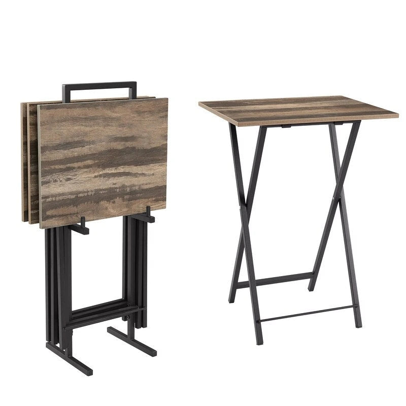 Ensemble de 4 tables pliantes d'appoint/plateaux TV avec support pour petits espaces