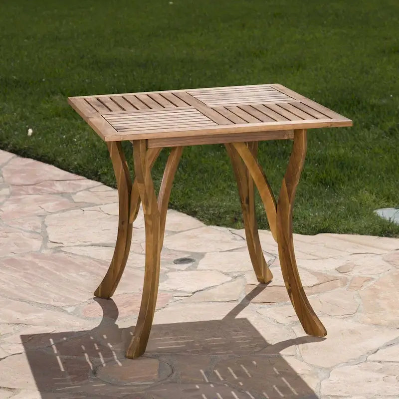 Table de patio carrée en bois durable de 80 cm disponible