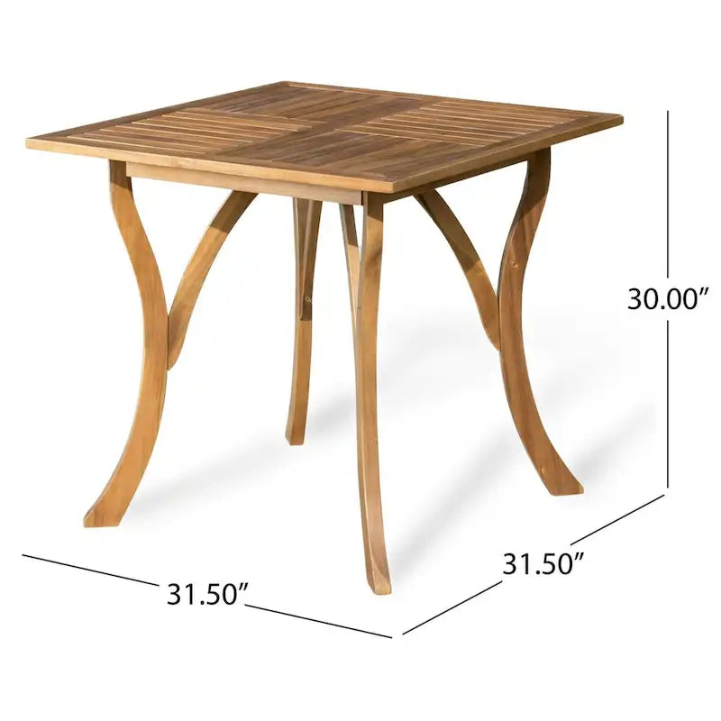 Table de patio carrée en bois durable de 80 cm disponible