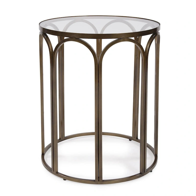 Allan Andrews Table d'appoint et d'appoint ronde en métal laiton - 24H x 20P x 20L