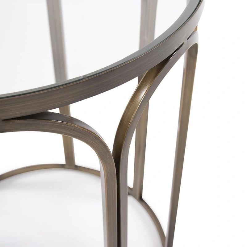 Allan Andrews Table d'appoint et d'appoint ronde en métal laiton - 24H x 20P x 20L