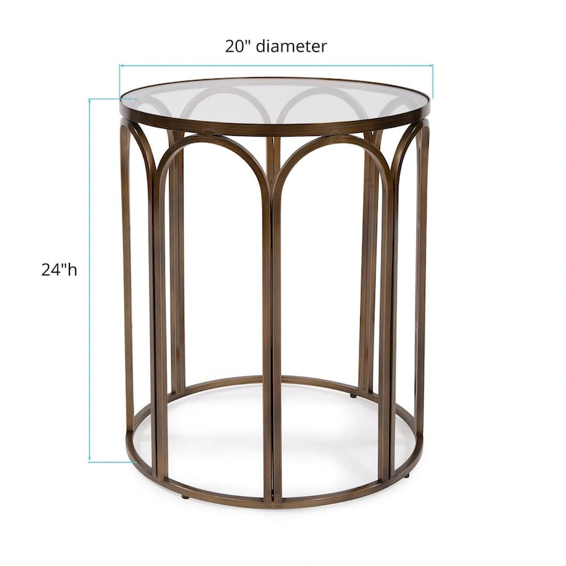 Allan Andrews Table d'appoint et d'appoint ronde en métal laiton - 24H x 20P x 20L