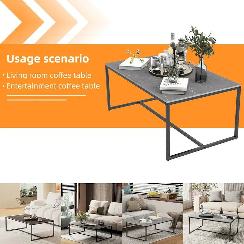 Table basse rectangulaire Table en pierre frittée pour salon ou bureau - 100x60x43 cm