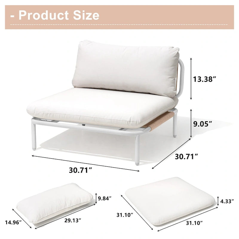 Ensemble de conversation d'extérieur 4 places avec coussins, ensemble personnalisable en combinant plusieurs chaises - Combiné par 4 chaises