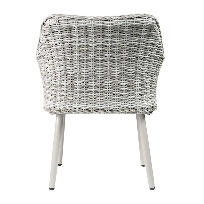 Ensemble de bistro de terrasse en osier beige avec coussins en tissu vert - Ensemble de salle à manger d'extérieur 3 pièces avec table à plateau en verre et fauteuils