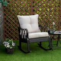 Chaise berçante d'extérieur en osier Outsunny, fauteuil à bascule de véranda en rotin