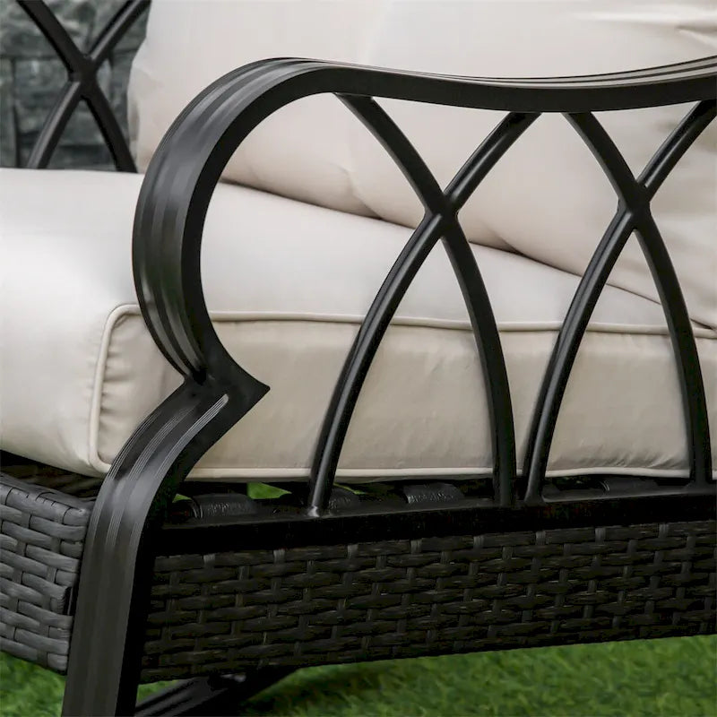 Chaise berçante d'extérieur en osier Outsunny, fauteuil à bascule de véranda en rotin