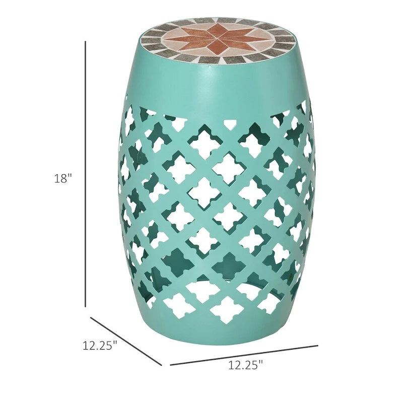 Table d'appoint ronde pour patio, pouf d'extérieur, table d'appoint de jardin en mosaïque