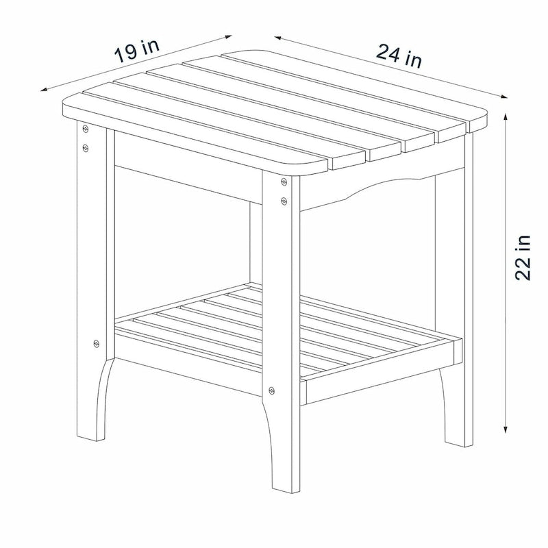 Table d'appoint d'extérieur Adirondack Laguna 24 en bois massif naturel