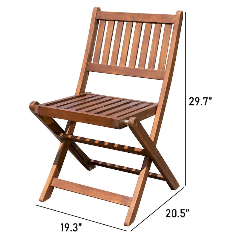 Chaises de salle à manger pliantes en acacia (lot de 4)