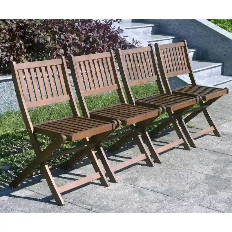 Chaises de salle à manger pliantes en acacia (lot de 4)