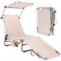 Chaise longue d'extérieur inclinable 5 positions avec pare-soleil