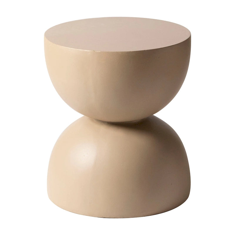 Table d'appoint ronde Sage de 16 po en Fibrestone pour intérieur et extérieur, design sablier moderne et résistante aux intempéries
