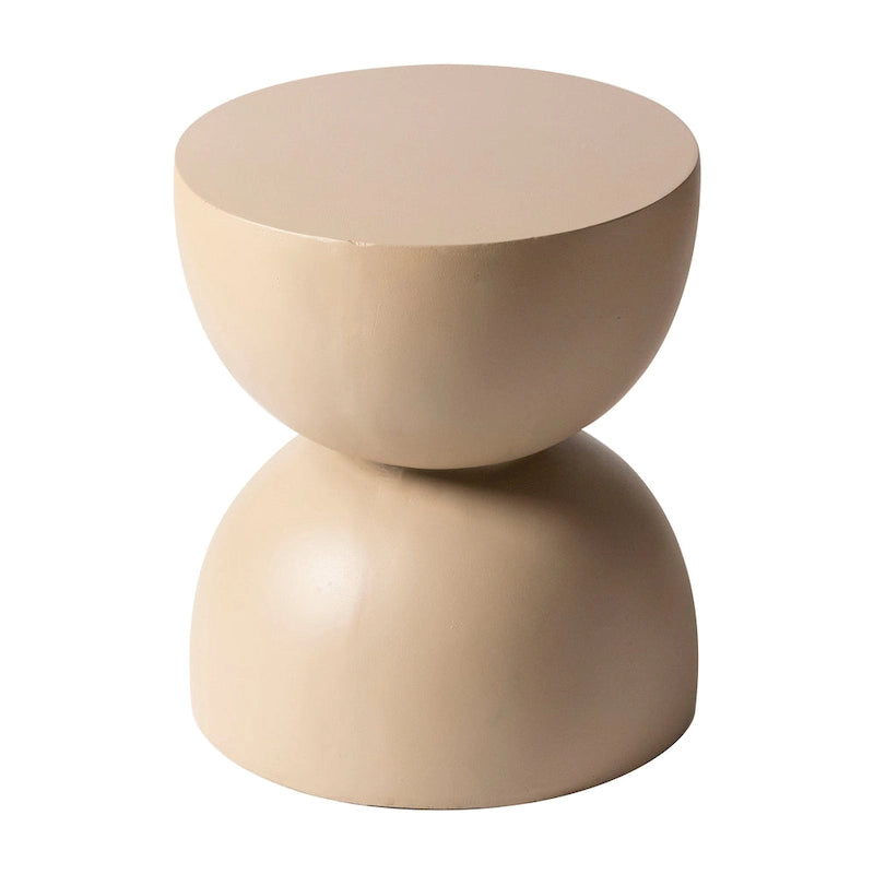 Table d'appoint ronde Sage de 16 po en Fibrestone pour intérieur et extérieur, design sablier moderne et résistante aux intempéries