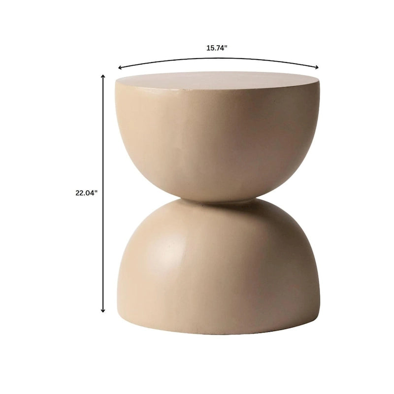 Table d'appoint ronde Sage de 16 po en Fibrestone pour intérieur et extérieur, design sablier moderne et résistante aux intempéries