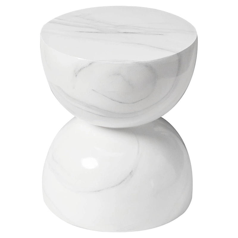 Table d'appoint ronde Sage de 16 po en Fibrestone pour intérieur et extérieur, design sablier moderne et résistante aux intempéries