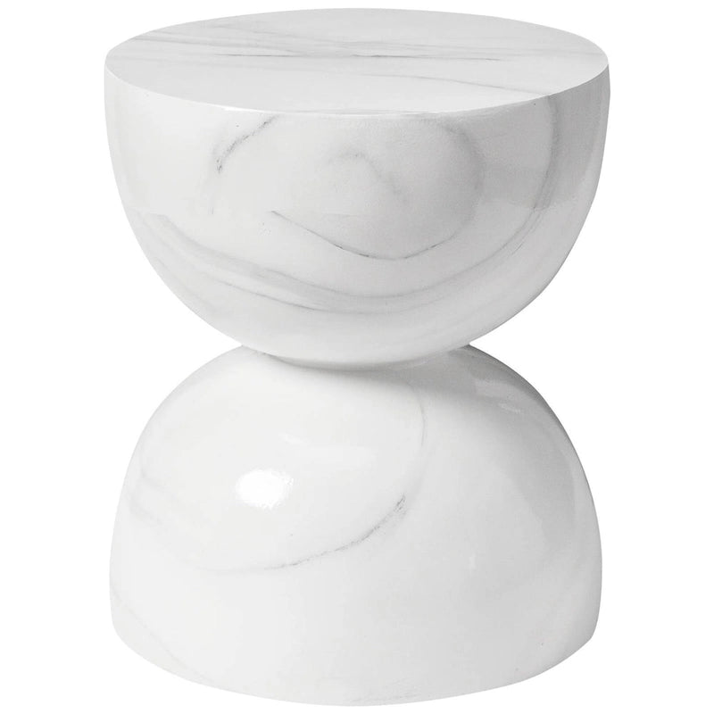 Table d'appoint ronde Sage de 16 po en Fibrestone pour intérieur et extérieur, design sablier moderne et résistante aux intempéries