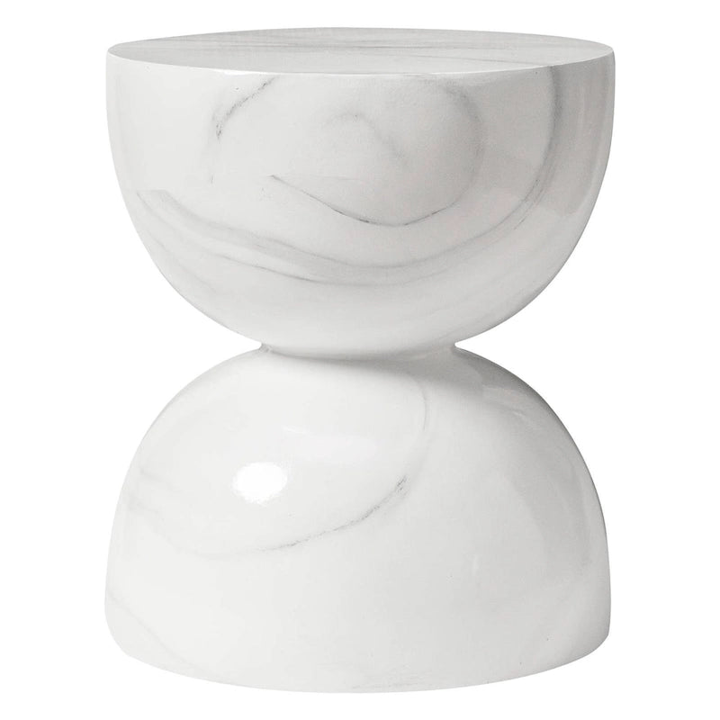 Table d'appoint ronde Sage de 16 po en Fibrestone pour intérieur et extérieur, design sablier moderne et résistante aux intempéries