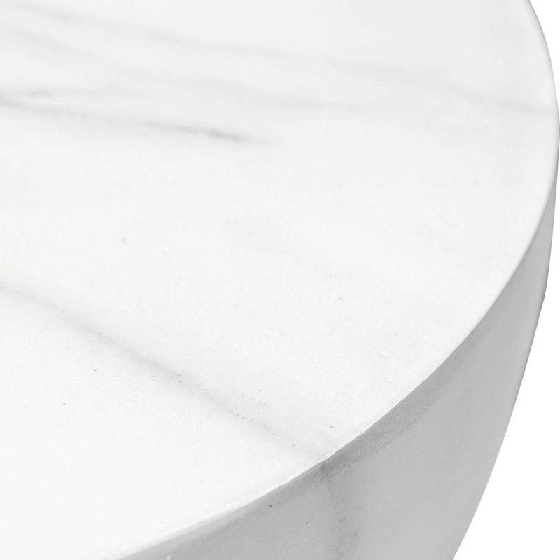 Table d'appoint ronde Sage de 16 po en Fibrestone pour intérieur et extérieur, design sablier moderne et résistante aux intempéries