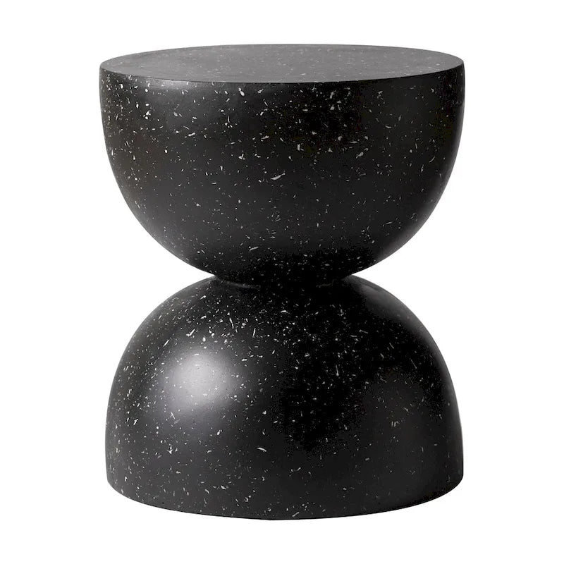 Table d'appoint ronde Sage de 16 po en Fibrestone pour intérieur et extérieur, design sablier moderne et résistante aux intempéries