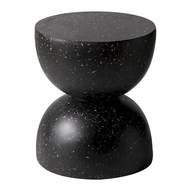 Table d'appoint ronde Sage de 16 po en Fibrestone pour intérieur et extérieur, design sablier moderne et résistante aux intempéries