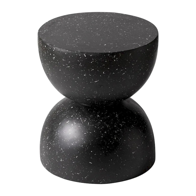 Table d'appoint ronde Sage de 16 po en Fibrestone pour intérieur et extérieur, design sablier moderne et résistante aux intempéries