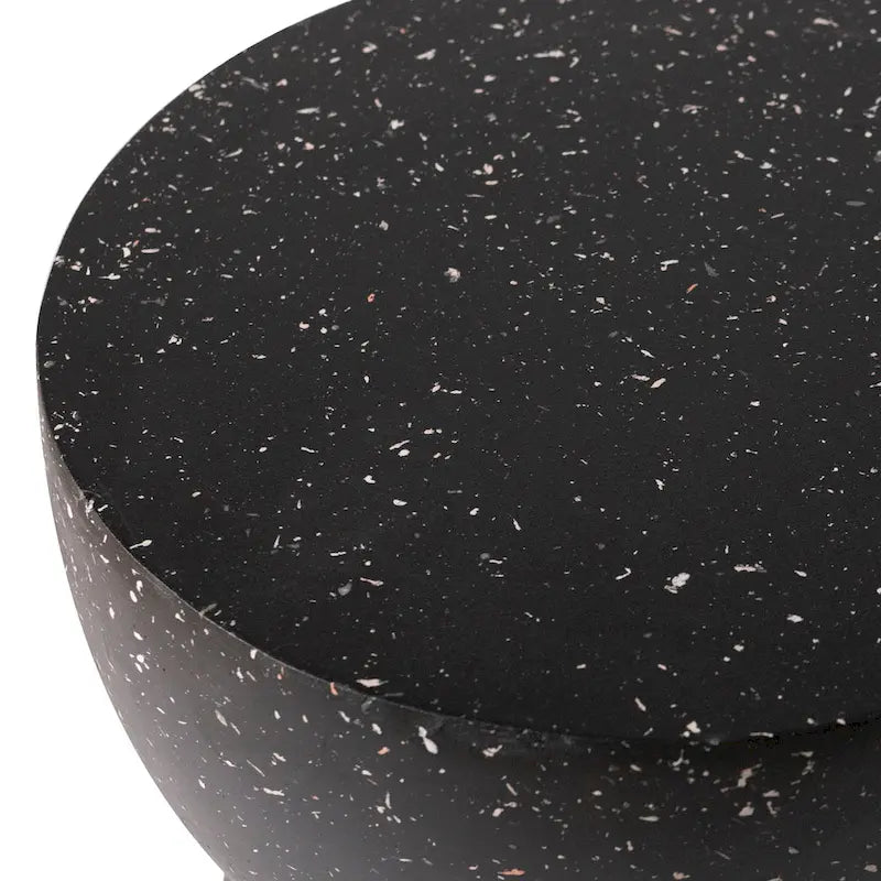 Table d'appoint ronde Sage de 16 po en Fibrestone pour intérieur et extérieur, design sablier moderne et résistante aux intempéries