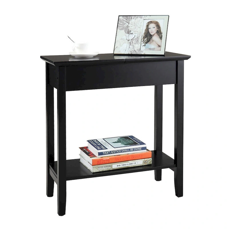Table d'appoint à abattant Heritage noire avec étagère de rangement