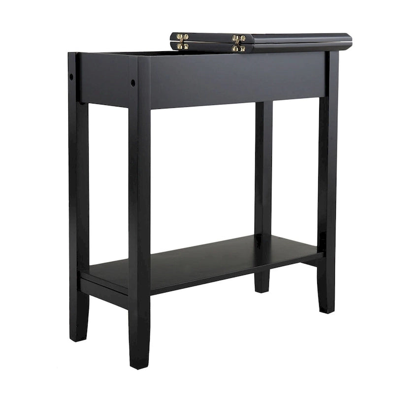 Table d'appoint à abattant Heritage noire avec étagère de rangement
