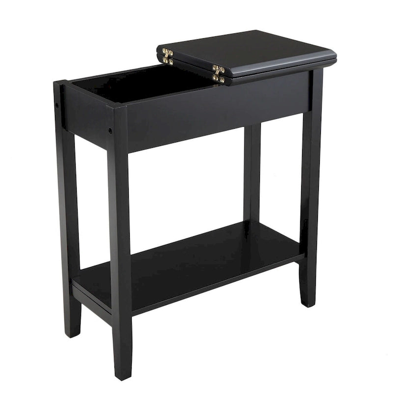 Table d'appoint à abattant Heritage noire avec étagère de rangement