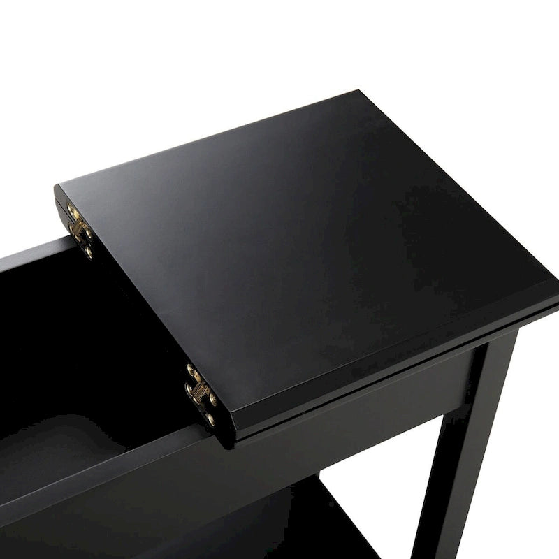 Table d'appoint à abattant Heritage noire avec étagère de rangement
