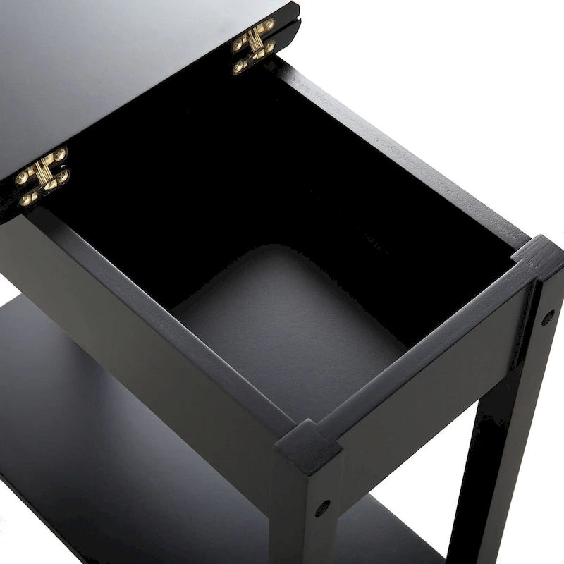 Table d'appoint à abattant Heritage noire avec étagère de rangement