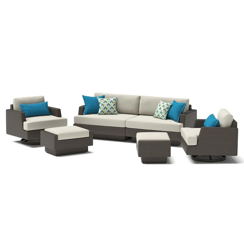 Portofino Comfort – Ensemble de 17 pièces d'extérieur Sunbrella pour salon de jardin et repas avec table brasero