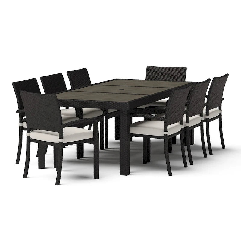 Portofino Comfort – Ensemble de 17 pièces d'extérieur Sunbrella pour salon de jardin et repas avec table brasero