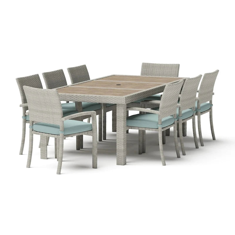 Portofino Comfort – Ensemble de 17 pièces d'extérieur Sunbrella pour salon de jardin et repas avec table brasero