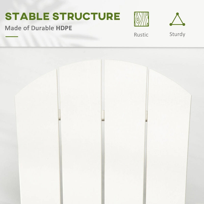 Chaise à bascule Outsunny Adirondack, bascule de porche en PEHD pour toutes les saisons, chaise à bascule pour brasero pour terrasse, jardin, pelouse, blanc