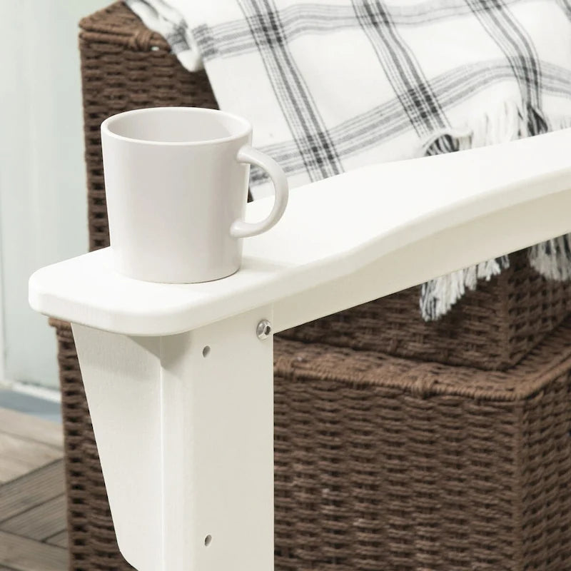 Chaise à bascule Outsunny Adirondack, bascule de porche en PEHD pour toutes les saisons, chaise à bascule pour brasero pour terrasse, jardin, pelouse, blanc